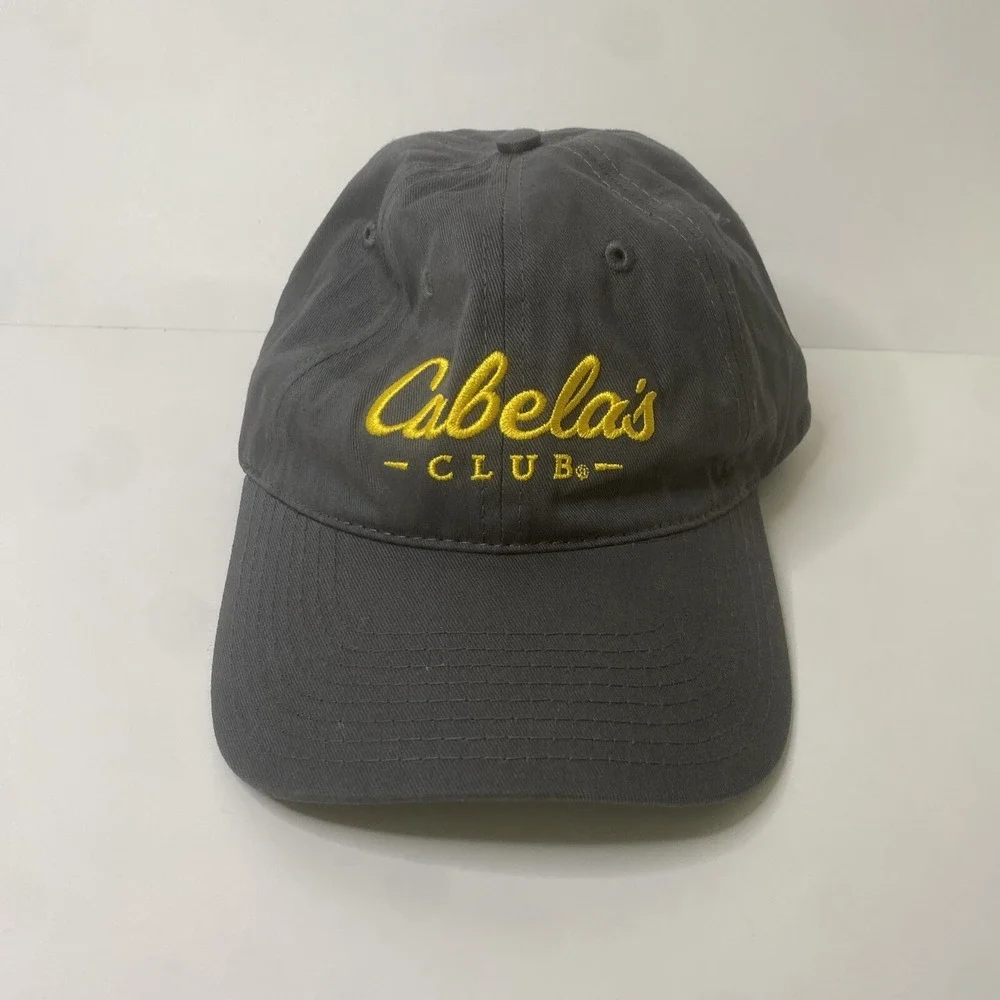 Cabelas Club Adjustable Gray/yellowHat. Excellent Condition. One Size Fits Most.